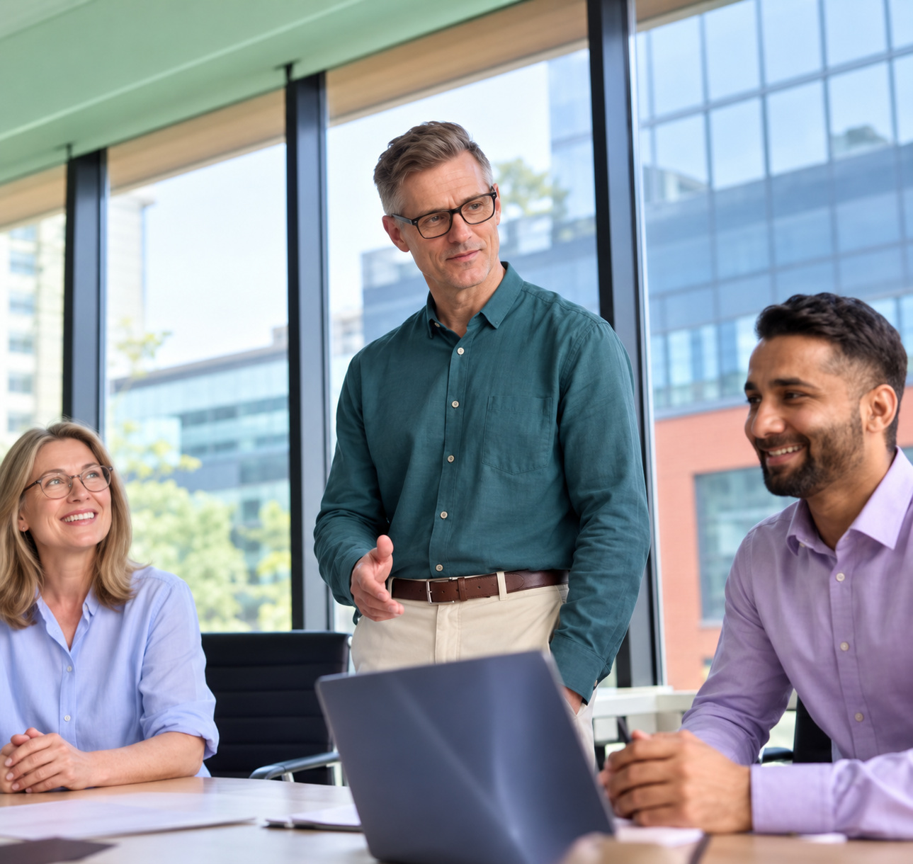 An illustrative business team meeting