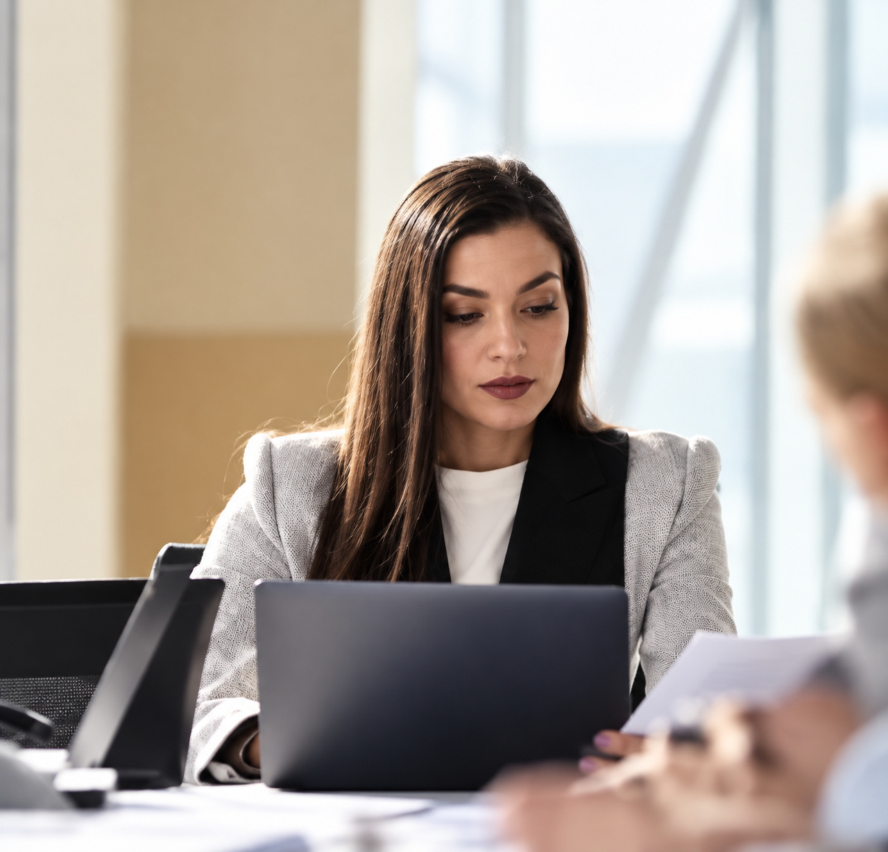 An illustrative professional reviewing business records